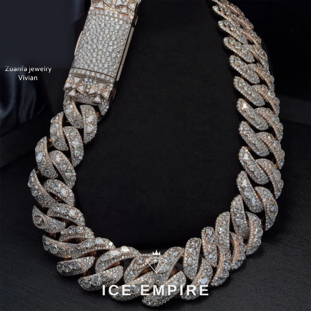 Iced Out Rose Gold Plated Moissanite Cuban Chain