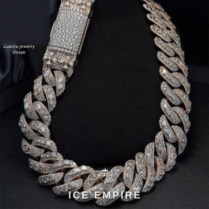 Iced Out Rose Gold Plated Moissanite Cuban Chain