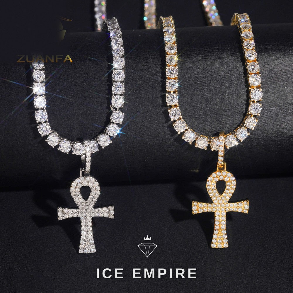 Iced Out Cross 925 Silver Moissanite Pendant