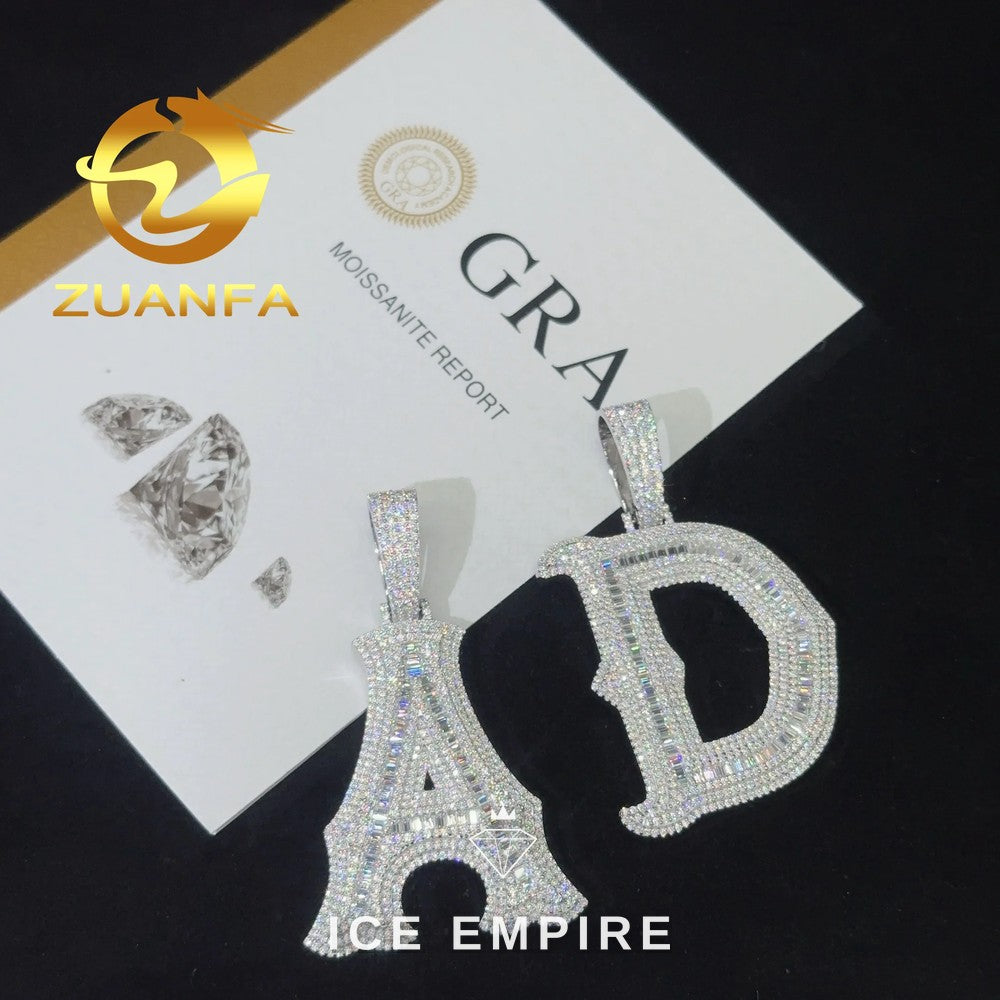 Iced Out Baguette Rose Gold Plated Moissanite Pendant