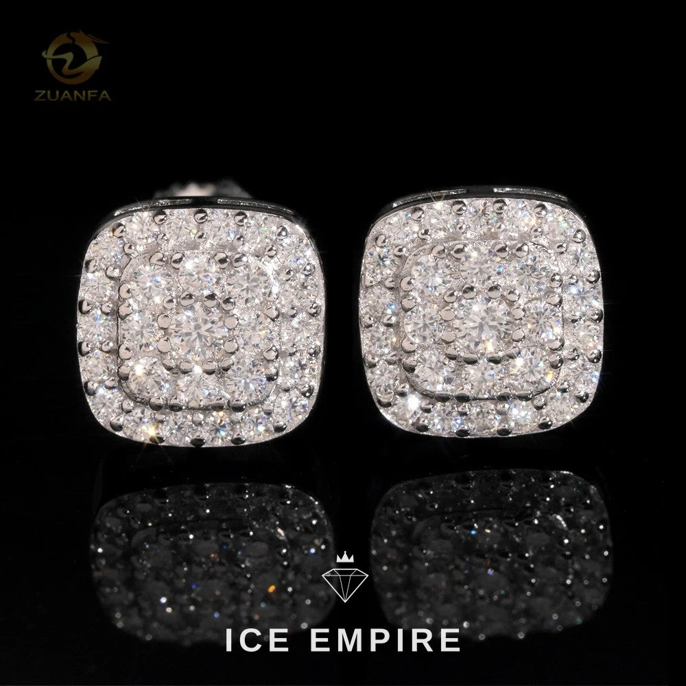 Iced Out 18K Gold Moissanite Stud Earrings