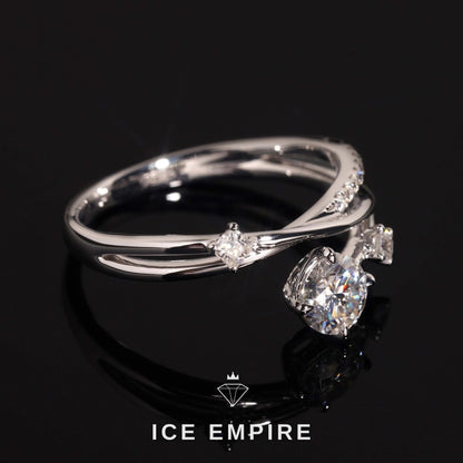 Iced Out Cluster 14K Gold Moissanite Engagement Ring
