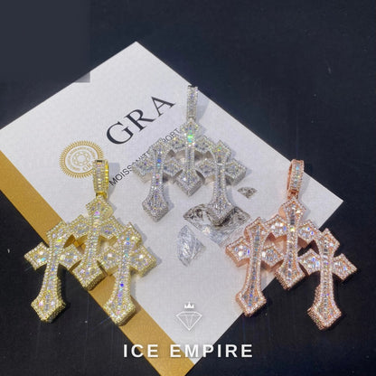 Iced Out Baguette 925 Silver Pendant