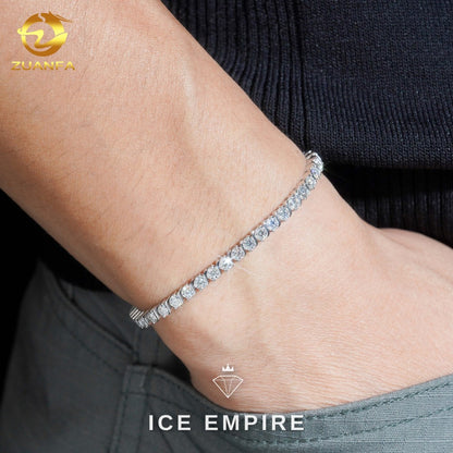 Iced Out 925 Silver Moissanite Tennis Bracelet