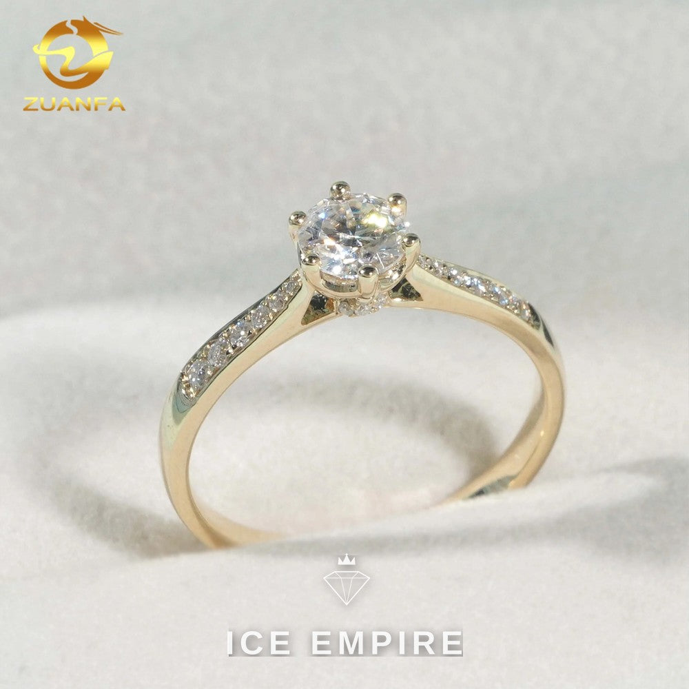 Iced Out 9K Gold Moissanite Engagement Ring