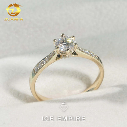 Iced Out 9K Gold Moissanite Engagement Ring