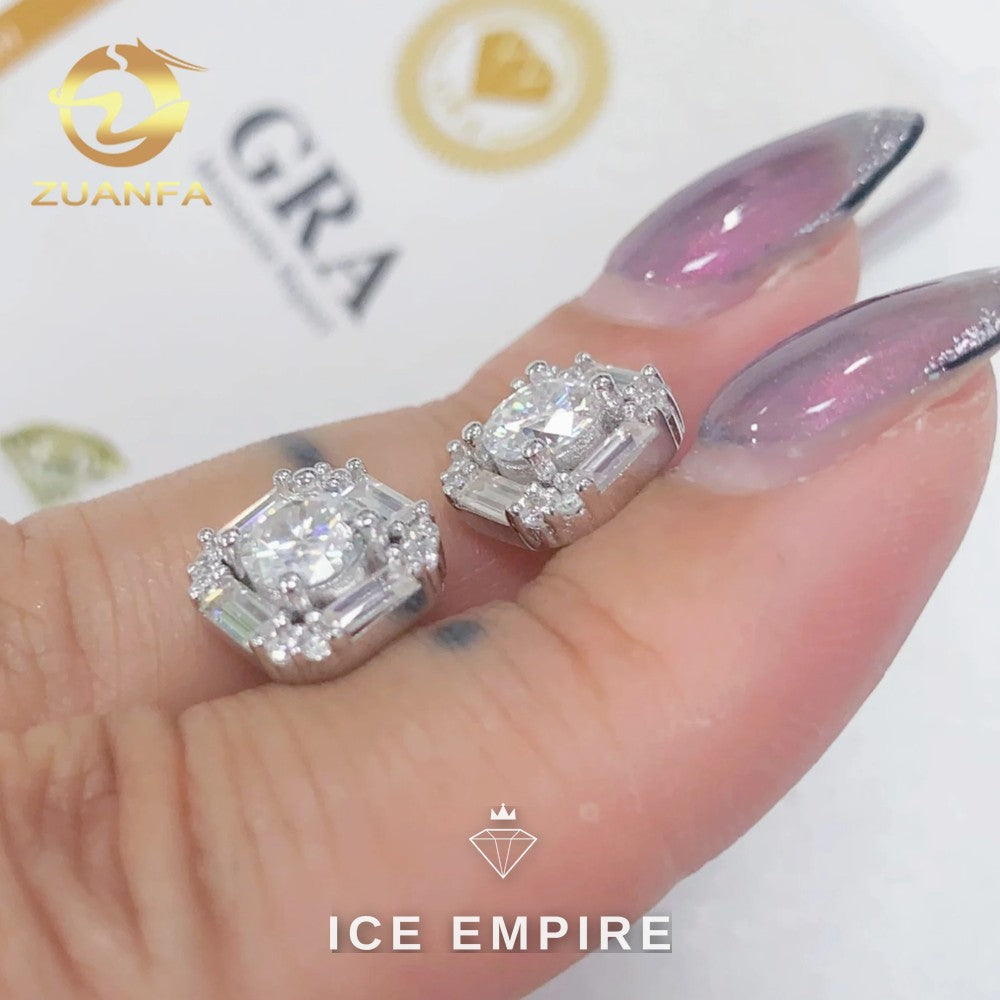 Iced Out 925 Silver Moissanite Stud Earrings