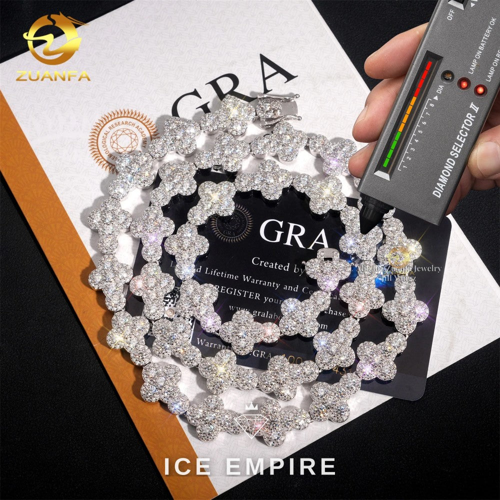 Iced Out Cross Rose Gold Plated Moissanite Cuban Chain