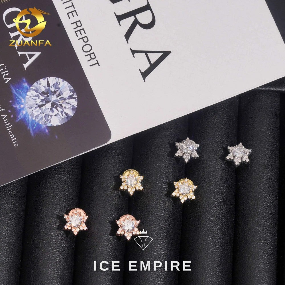 Iced Out Rose Gold Plated Moissanite Earrings