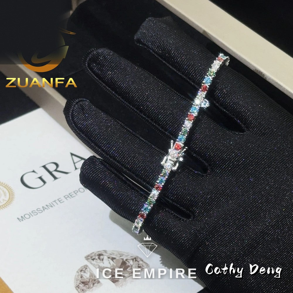 Iced Out 925 Silver Moissanite Tennis Chain