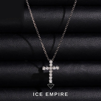 Iced Out Cross 10K Gold Lab Grown Diamond Chain