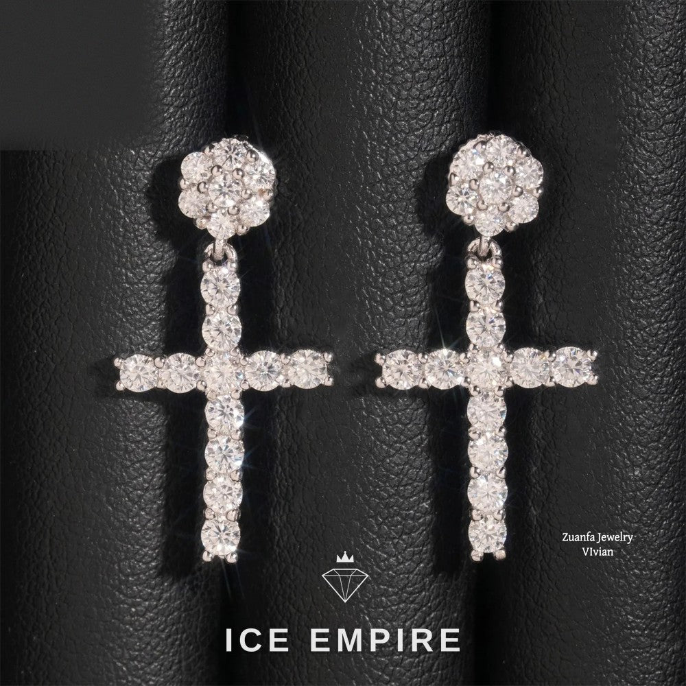 Iced Out 925 Silver Moissanite Earrings