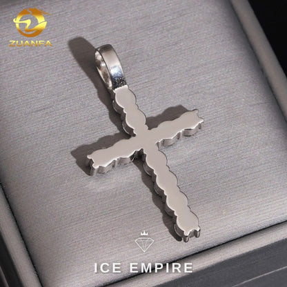 Iced Out Cross 925 Silver Lab Grown Diamond Pendant