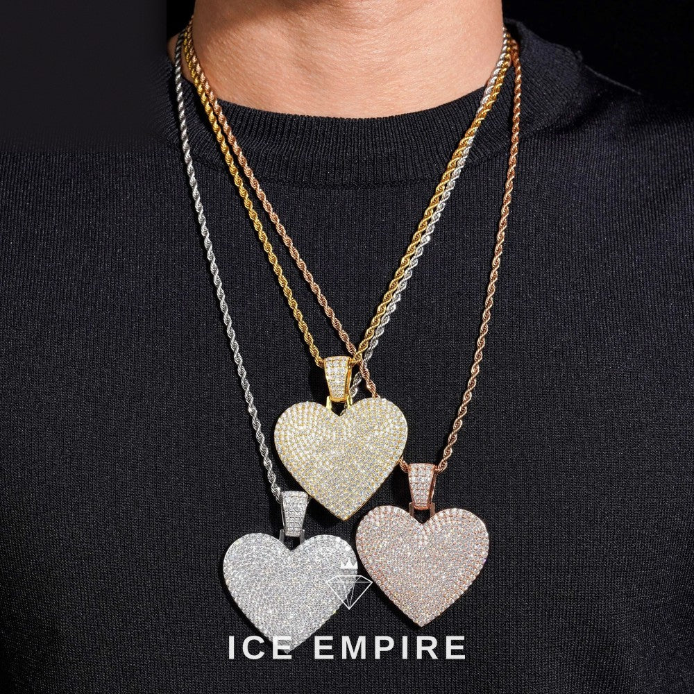 Iced Out Heart Gold Plated Moissanite Pendant