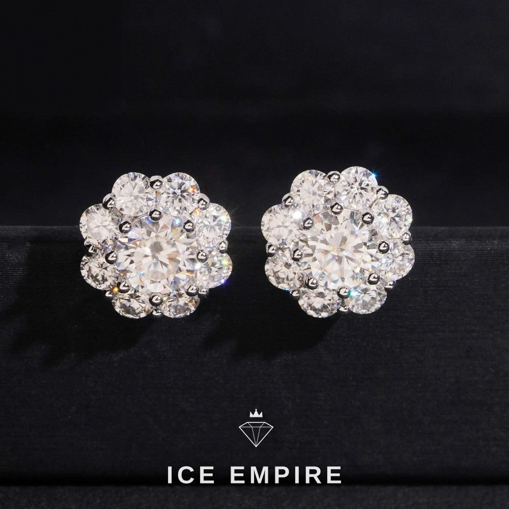 Iced Out 925 Silver Moissanite Stud Earrings