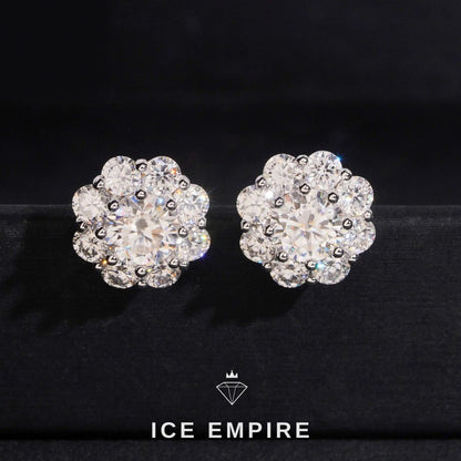 Iced Out 925 Silver Moissanite Stud Earrings