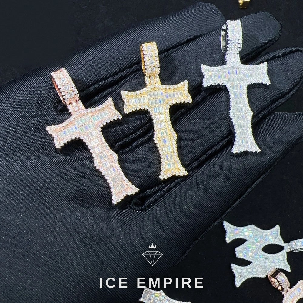 Iced Out Baguette Rose Gold Plated Moissanite Pendant