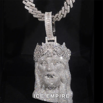 Iced Out 18K Gold Moissanite Pendant