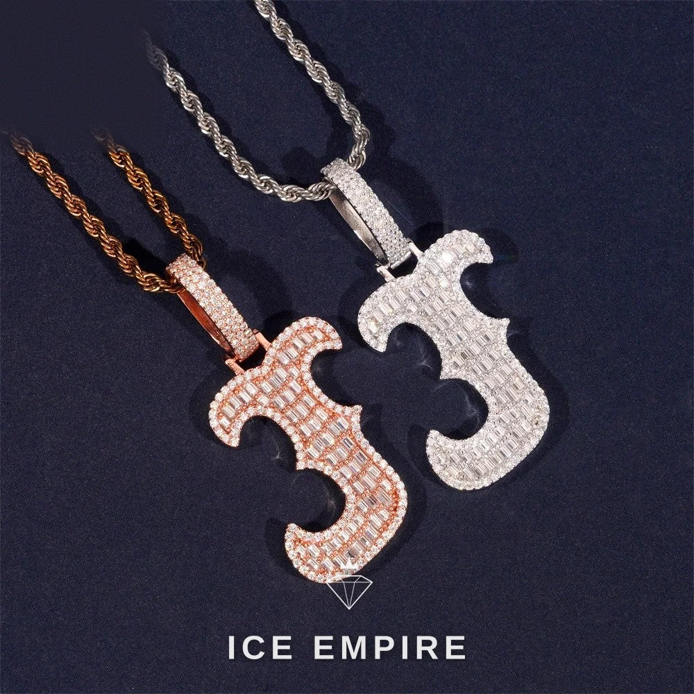 Iced Out Baguette Rose Gold Plated Moissanite Pendant