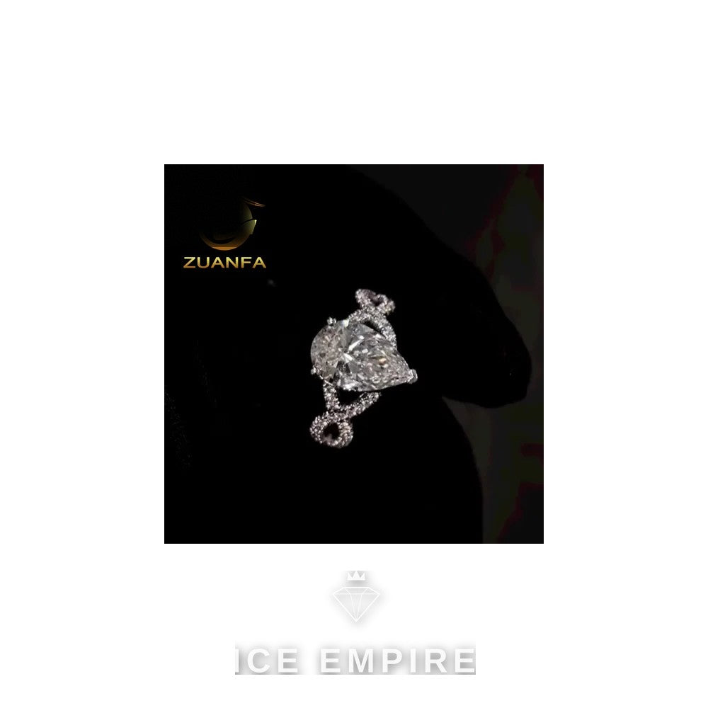 Iced Out 10K Gold Moissanite Engagement Ring