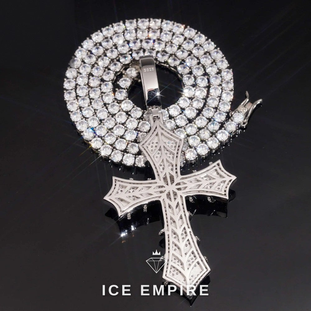 Iced Out Cross Rose Gold Plated Moissanite Pendant