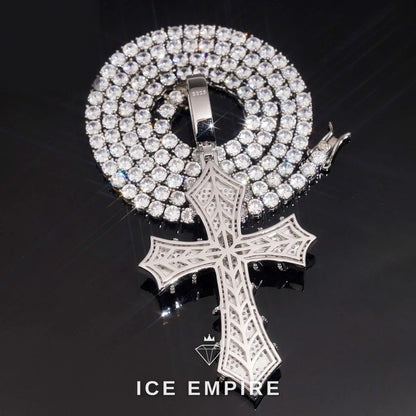 Iced Out Cross Rose Gold Plated Moissanite Pendant