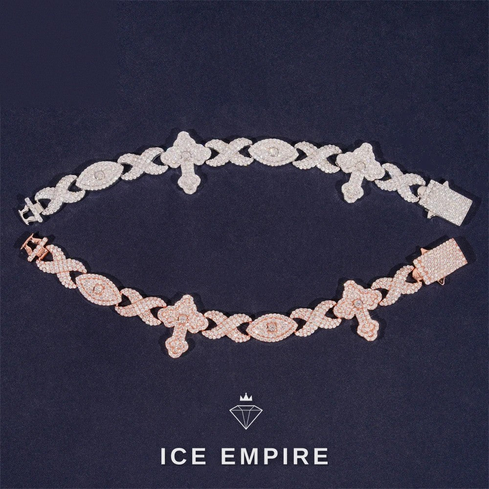 Iced Out Cross Gold Plated Moissanite Cuban Chain