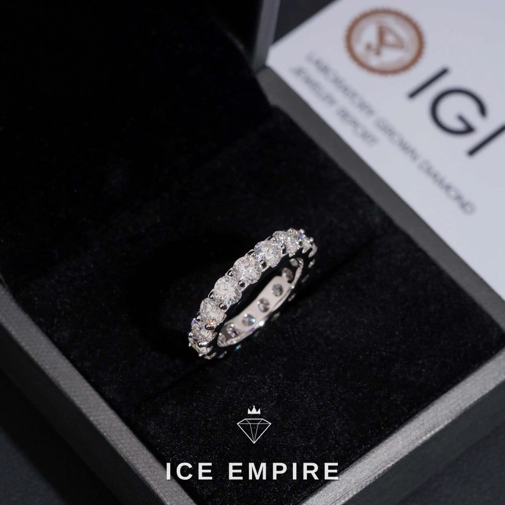 Iced Out 10K Gold Lab Grown Diamond Wedding Band