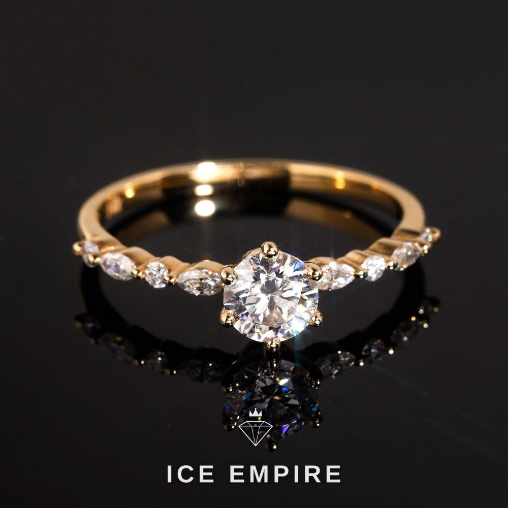 Iced Out 14K Gold Moissanite Engagement Ring