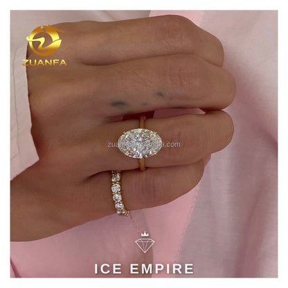 Iced Out 14K Gold Lab Grown Diamond Engagement Ring