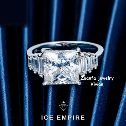 Iced Out 925 Silver Moissanite Ring