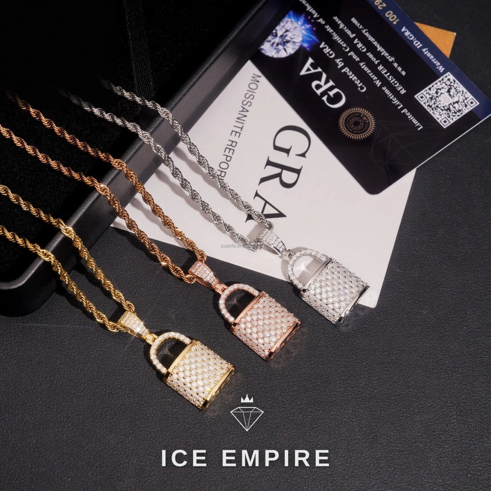 Iced Out Baguette 925 Silver Moissanite Pendant