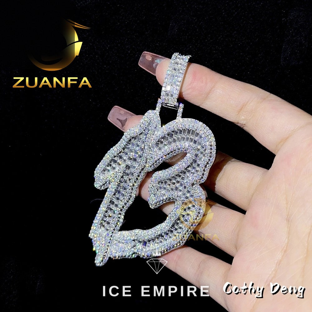 Iced Out Baguette Rose Gold Plated Moissanite Cuban Chain