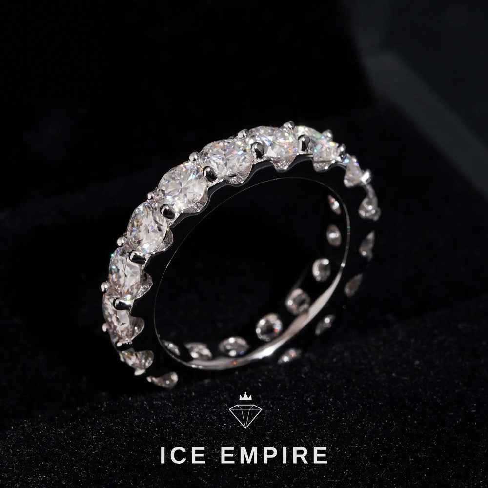 Iced Out 10K Gold Lab Grown Diamond Wedding Band