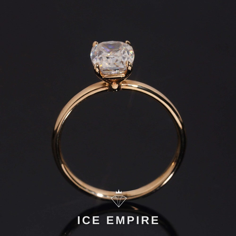 Iced Out 14K Gold Moissanite Engagement Ring