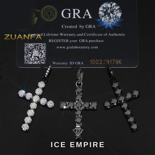 Iced Out Cross Rose Gold Plated Moissanite Pendant