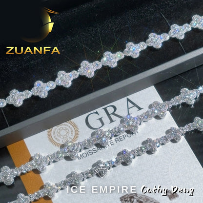 Iced Out Cross 925 Silver Moissanite Cuban Chain