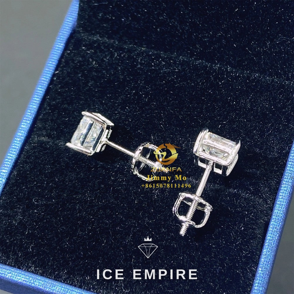 Iced Out Gold Plated Moissanite Stud Earrings