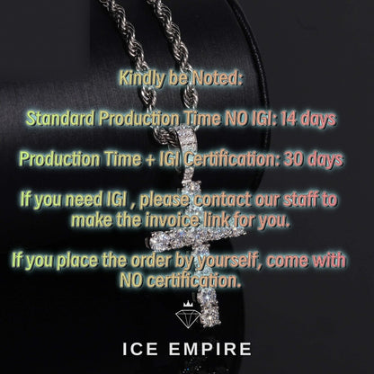 Iced Out Cross 925 Silver Lab Grown Diamond Pendant