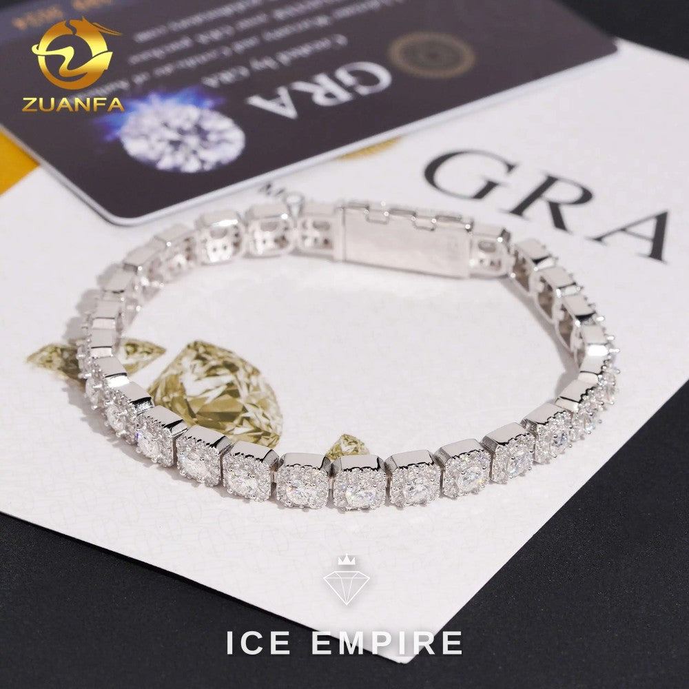 Iced Out Cluster Gold Plated Moissanite Cuban Chain