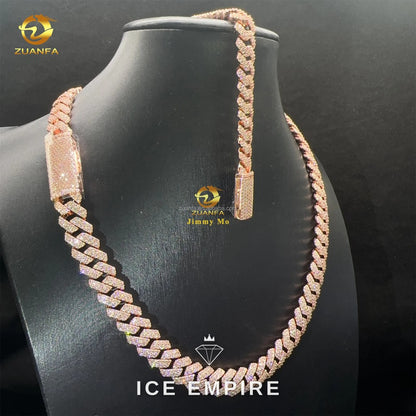 Iced Out Rose Gold Plated Moissanite Cuban Chain