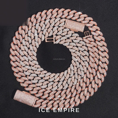 Iced Out Rose Gold Moissanite Cuban Chain