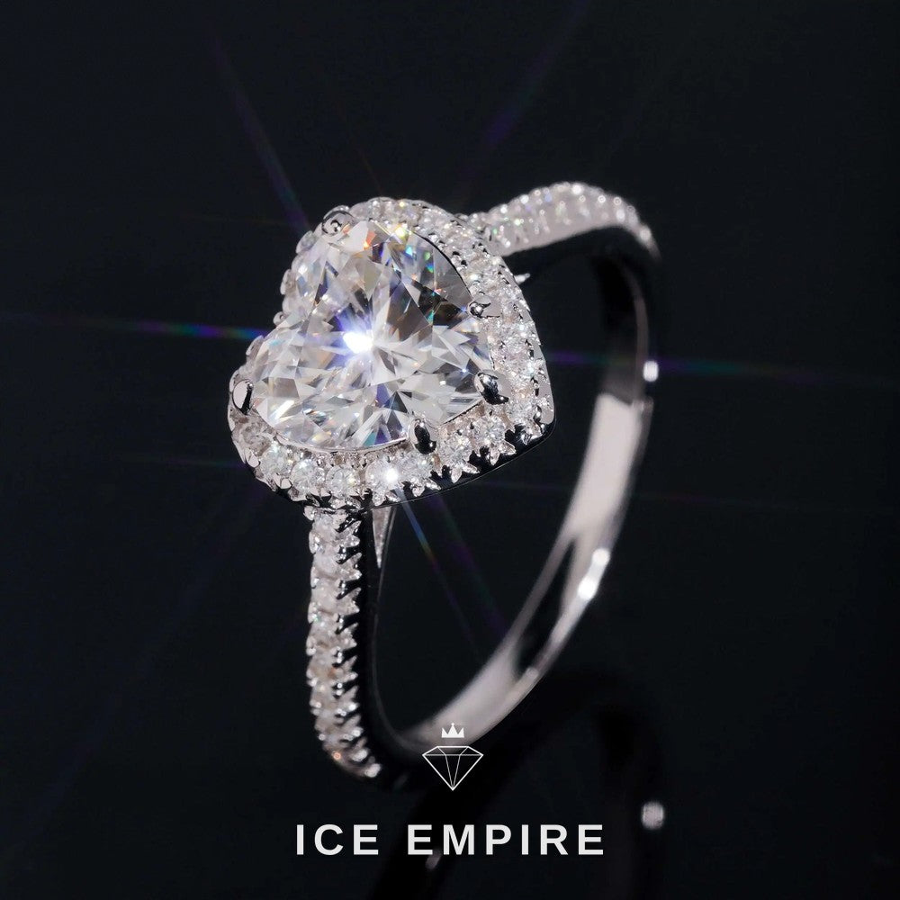 Iced Out Heart Gold Plated Moissanite Engagement Ring