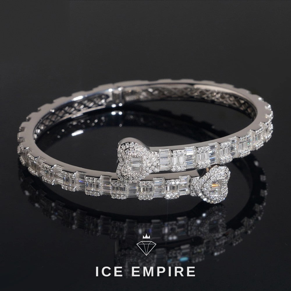 Iced Out Heart Rose Gold Plated Moissanite Bracelet