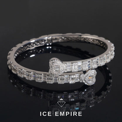 Iced Out Heart Rose Gold Plated Moissanite Bracelet