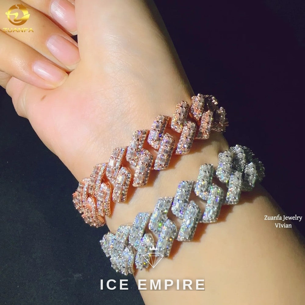 Iced Out 925 Silver Moissanite Cuban Chain