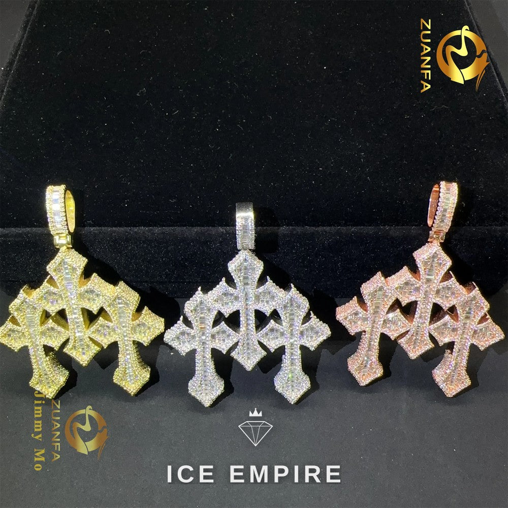 Iced Out Cross 925 Silver Pendant