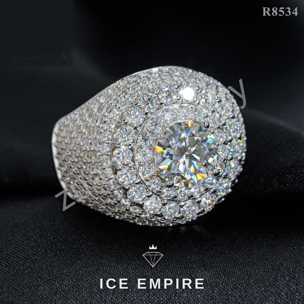 Iced Out Cluster Gold Plated Moissanite Ring