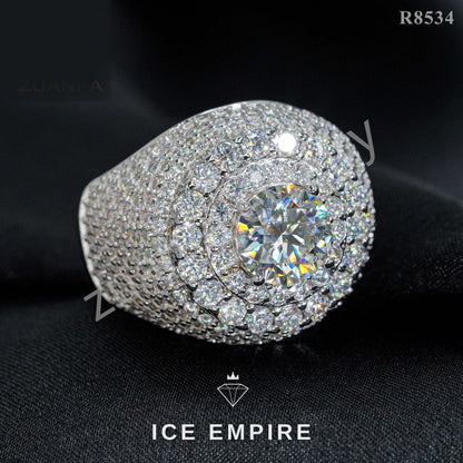 Iced Out Cluster Gold Plated Moissanite Ring