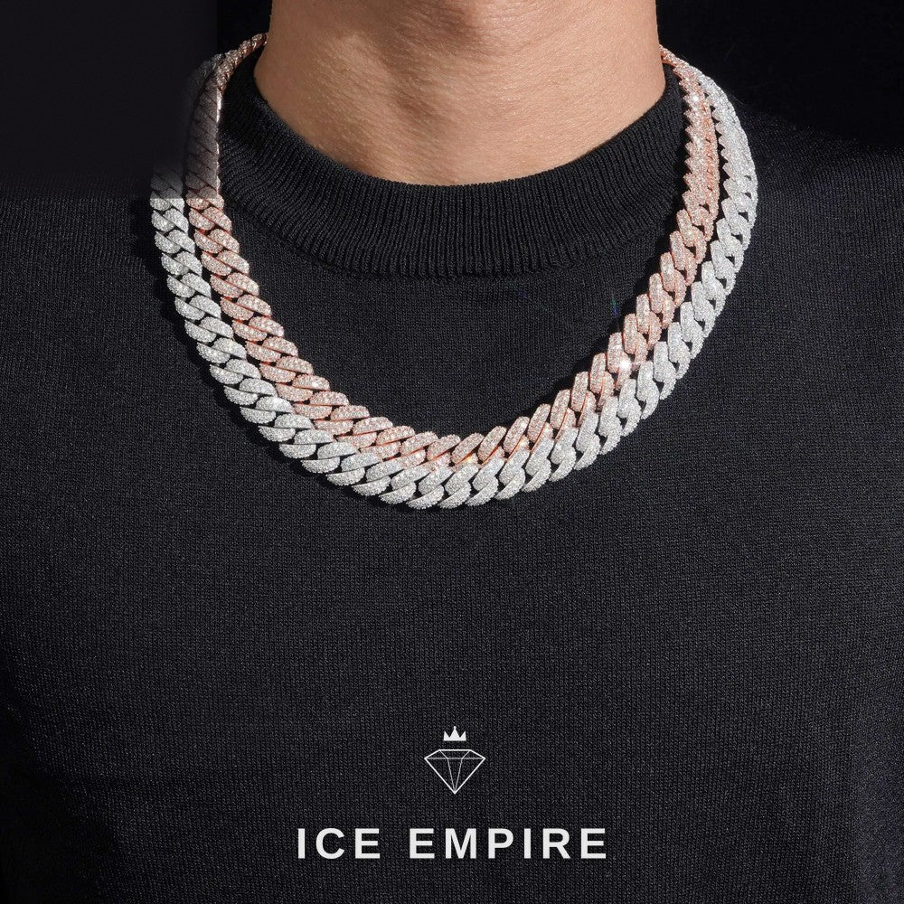 Iced Out Rose Gold Plated Moissanite Cuban Chain
